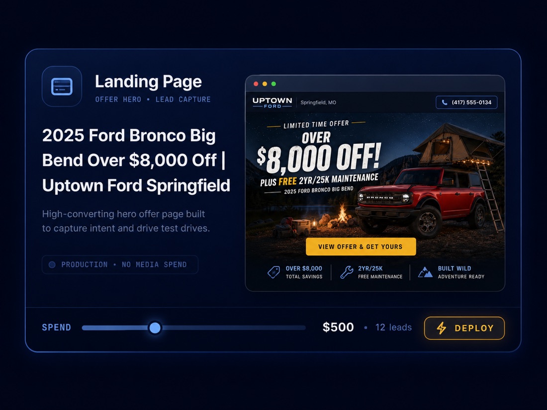 AutoAddy-generated landing page for the Ford Bronco Big Bend offer